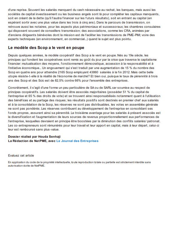 transmission d'entreprises en Belgique